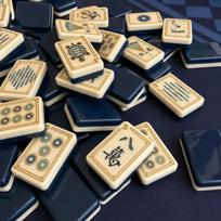 Navy Blue Acrylic Double-Layer American Mahjong Set Model A white