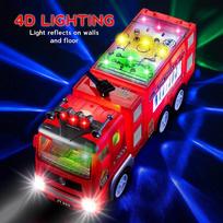 Electric Fire Truck Kids Toy With Bright Flashing 4D Lights Real Siren Sounds Bump And Go Firetruck Fire Engine Toy For G orange