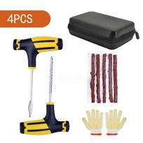 Car Vacuum Tire Repair Studding Tool Set Auto Bike Tubeless Tire Tyre Puncture Plug Garage Tool with Rubber Strip PVC 4PCS black