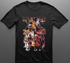 Kobe Bryant x MJ Legends Men's T-shirt Unisex Black Tee XXXL gray