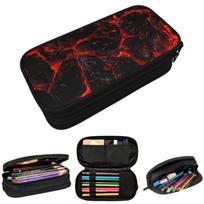 Magma Volcano Lava Fire Pencil Case for Studen Gifts Pen Box Pencil Bag Stationery Supplies Pen Holder Bag 21x10.5x5cm black