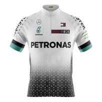 Vyriški dviratininko marškinėliai Dryfit Apsauga nuo UV spindulių Dviratis MTB Speed Petronas Balti 4G