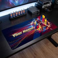 Lamine Yamal Custom Large Mouse Pad, Personalized Name Text Print, Football Logo Non‑Slip Desk Mat Gaming Gift 30cmx60cm blue