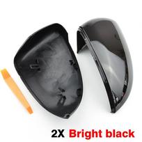 2 pieces For VW Golf MK7 7.5 GTI 7 7R Mirror Covers Caps RearView Mirror Case Cover Carbon Look Bright Black Matte Chrome Cover Bright black gray