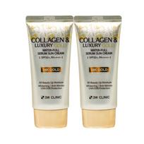 3W Clinic Collagen & Luxury Gold Water-Full Serum Sunscreen - Intense Hydrating UV Protection Duo (Set of 2) - 50g x 2 / 1.76 oz. x 2 gray