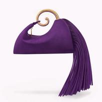 Trendy Creative Horsetail Shape Women's Handbag French Elegant Tassel Design Metal Ring Cloud Bag Prom Clutch Purse Banquet Bags bordinė