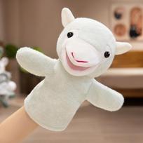 25cm Lovely Funny Goat Sheep Alpaca Plush Hand Puppet Toys Soft Cozy Cartoon Little Animal Glove Puppet Doll Kids Game Props 25cm white