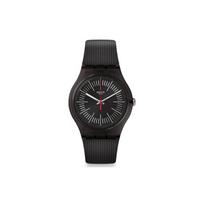 Swatch Quartz Movement 30M Water Resistant Casual Watch Black Dial Plastic Case Silicone Strap Unisex watches SUOB178 Black black
