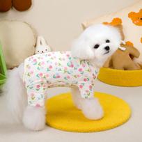 Dog clothes, pet clothes, small dogs and cats can wear warm and comfortable autumn and winter 24 double-layer cotton gauze belly wraps S white