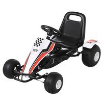 White Pedal Go-Kart for Children 3-6 Years with Adjustable Seat, Plastic Wheels, Handbrake and Gearbox