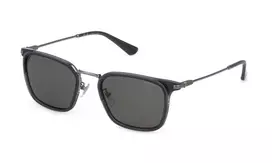 POLICE vyriški pilot aviatoriniai akiniai nuo saulės SPLP27, gunmetal spalvos metaliniai rėmeliai, pilki poliarizuoti stiklai, 54mm SPLP27-54509P