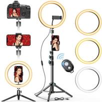 Desktop Led Lamp Led  Ring  Light With Tripod Stand Mini Led Camera Light With 3 Light Modes 10 beige
