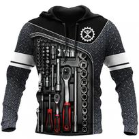 Vyriškas gobtuvas, vintažiniai marškinėliai, rudeniški drabužiai, mechaniko 3D spauda, viršūnės, mada, gatvės, kasdieniai džemperiai, didelio dydžio megztinis 6XL gray