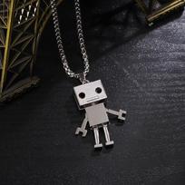 Gatvės Hip-hop Roboto Karoliai Vyrams ir Moterims, Poros Megztinio Grandinėlė Silver-70cm black