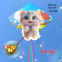 Cartoon Bell Little Cat Kite: Cute Pet Delta Kite for Kids white