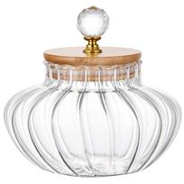 Airtight Glass Sealed Jar Moisture-Proof Diamond Shape Grip Coffee Bean Storage Tank Clear Wooden Lid Sugar Salt Container 26 oz white
