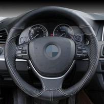 Natūralios odos automobilio vairo dangtis Minkštas neslystantis vairo pynimas 100 % karvės odos pynė su adatų siūlu juoda balta spalva