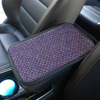 Universal Linen Car Armrest Pad Non-slip Storage Mat Center Console Box Cushion Cover Sweat Protector Mat for Four 5 gray