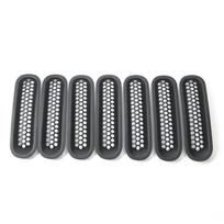 TESIN Mesh Front Grill Insert Grille Cover Trim Stickers With buckle Compatible for Jeep Wrangler JK 2007-2015 Car matinė juoda spalva