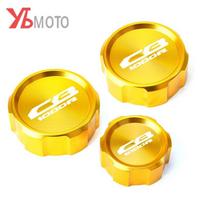 For HONDA CB1000R CB 1000R cb1000 R 2009-2015 2016 Motorcycle Accessories Front Rear Clutch Brake Fluid Reservoir Caps Oil Cover 3pcs Caps Gold yellow