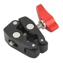 Small Aluminum Alloy Super Clamp Crab Pliers Clip with 1 4 Inch 3 8 Inch Thread Camera Clamp Mount red