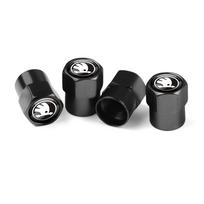 UMVB1 4Pcs Metal Car Wheel Tire Valve Air Stem Cap Accessories For Skoda Kodiaq Octavia Enyaq Kamiq Scala Rapid Superb Karoq Vision RS black