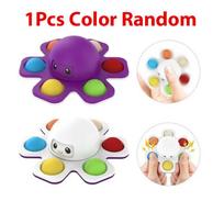 Face changing octopus spinning finger gyro decompression toy child finger pushing bubble movement Fidget puzzle anxiety gift purple