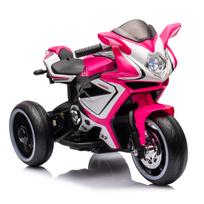Kids Electric Ride-On Motorcycle, Pink, 3-Wheel, Lights & Music