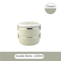 410 Stainless Steel Two Layer Insulated Lunch Box Portable Stackable Thermal Bento Container For Hot Food Home Daily Meal Storag žalia