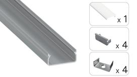 LED profilio komplektas EGEN paviršinis platus, aliuminis, anoduotas, matinis dangtelis  3 m