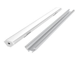 LED profilio komplektas, 3m, kampinis, anoduotas, su baltu dangteliu, laikikliais ir aklėmis