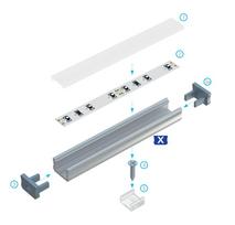 Profilis aliuminis anoduotas LED juostoms SLIM paviršinis, X, 1m LUMINES