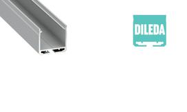 Profilis aliuminis anoduotas LED juostoms paviršinis, platus, gilus, DILEDA, 2.02m LUMINES