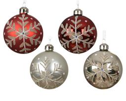 Eglutės žaisliukas Decoris Flakes, baltas/raudonas, stiklas