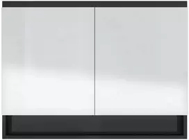 Veidrodinė vonios spintelė, juoda, 80x15x60cm, MDF, blizgi