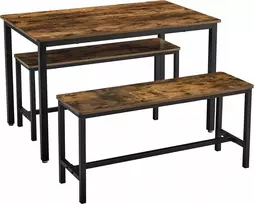 Songmics VASAGLE valgomojo stalo komplektas su 2 suolais, 110 x 70 x 75 cm, KDT070B01