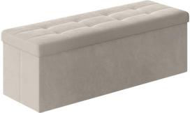 Leobert Pufas su daiktadėže, sulankstomas, 131 l, kreminės baltos spalvos, 110 × 38 × 38 cm