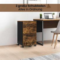 Songmics Biuro komoda su 2 stalčiais ir ratukais, ruda–juoda, 40 × 42 × 70 cm
