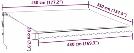 Automatinė ištraukiama markizė, bordo spalvos, 450x350cm
