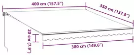 Automatinė ištraukiama markizė su LED, bordo spalvos, 400x350cm