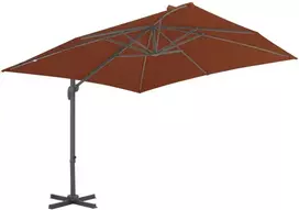 Gembinis sodo skėtis su aliuminio stulpu, terakota, 400x300cm