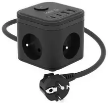 KERG SMART – 3 LIZDŲ MAITINIMO LIZDAS + USB-A+USB-C ĮKROVIKLIS 1,5M 3×1,5MM2 H05VV-F 16A/250V