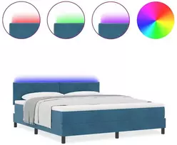 LED Čiužinio Lova Tamsiai mėlyna 180 x 200 cm Aksomas