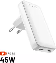 Fixed Slim Traveller 2xUSB-C Travel Charger with world adapters, GaN, 45W | Baltas