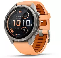Išmanusis laikrodis Garmin Oranžinis fenix 9 Pro – inReach, 43mm, Titanium with Shell Rožinė/Autumn Oranžinis Silicone Band