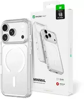 AmazingThing Minimal Mag išbandytas kritimo atsparus dėklas su 3 objektyvų apsauga iPhone 18 Pro Max su virvele ir MagSafe suderinamumu – permatomas