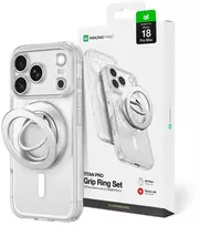 AmazingThing Titan Pro lęšių žiedų rinkinio dėklas iPhone 18 Pro Max su fotoaparato dangteliu ir magnetiniu žiedu, suderinamas su MagSafe – permatomas