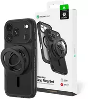 AmazingThing Titan Pro objektyvo žiedų rinkinio dėklas iPhone 18 Pro Max su kameros dangteliu ir magnetiniu žiedu, suderinamas su MagSafe – Juodas