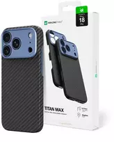 Dėklas AmazingThing Titan Max Lens Case for iPhone 18 Pro in Aramid Fiber with Camera Cover, MagSafe Compatible - Mėlyna