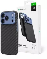 Dėklas AmazingThing Titan Max Lens Case for iPhone 18 Pro Max Aramid Fiber with Camera Cover, MagSafe Compatible - Mėlyna